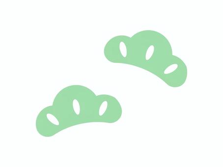 年賀状素材　松の葉 松,アイコン,シンプル,縁起物,年賀状,謹賀新年,飾り,和風,緑,かわいいのイラスト素材