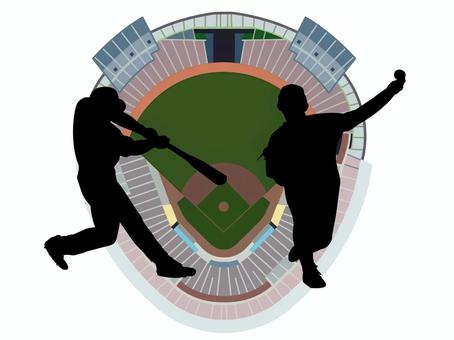 野球 野球,スポーツ,野球場,球場,大会会場,スタジアム,グランド,スタンド,観客席,ベースボールのイラスト素材