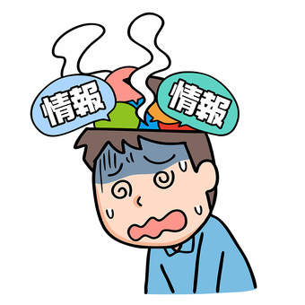 情報過多で疲れてしまう男性 情報,混乱,男性,パニック,ストレス,疲労,情報過多,現代病,めまいのイラスト素材