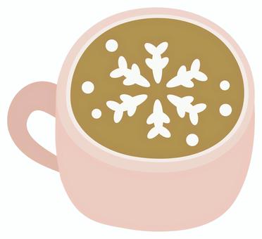 冬のラテアート04 カフェ,ラテ,コーヒー,冬,雪,雪の結晶,手描き,かわいい,イラスト,素材のイラスト素材