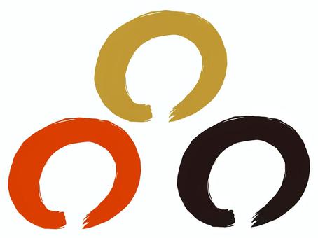 筆で書いたような擦りのある丸いイラスト 丸,筆,筆文字,習字,手描き,擦り,赤,黒,金,和のイラスト素材