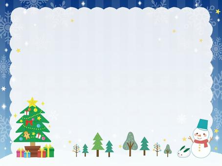 クリスマスのフレーム5 クリスマス,フレーム,雪だるま,雪の結晶,背景,壁紙,クリスマスカード,ポストカード,クリスマスツリー,カードのイラスト素材