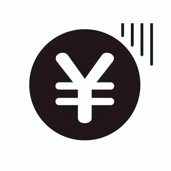 困った感じの円マークコインアイコン 円マーク,困る,お金,モノクロ,シンプル,資金難,金欠,アイコンのイラスト素材