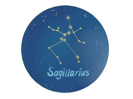 SAGITTARIUS  星空　星座線 射手座,星空,夜空,星座線,12星座,星占い,占星術,誕生日,ギリシャ神話,夏の星座のイラスト素材