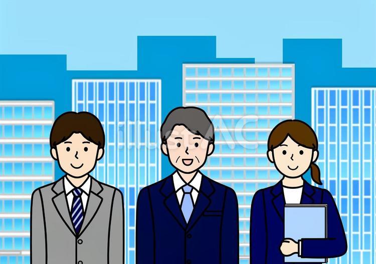 ビル・オフィス街と労働組合員・従業員 ビル,会社,企業のイラスト素材