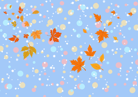 落ち葉と雪の背景 落ち葉,もみじ,かえで,秋,冬,雪,初雪,紅葉,ドット,パステルのイラスト素材