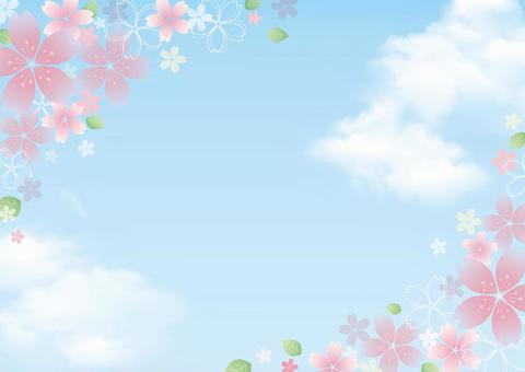 Illustration, cherry blossoms, spring, sky, 