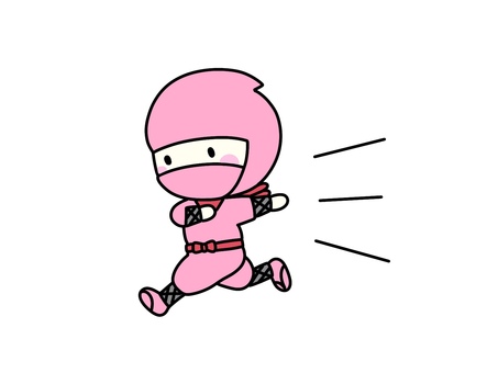 走る女忍者 忍者,くノ一,走る,逃げる,女性,女の子,かわいいのイラスト素材