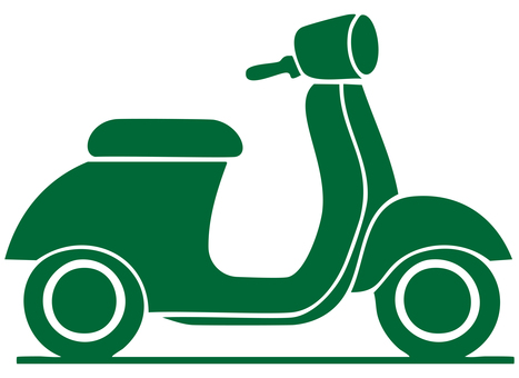 スクーターのアイコン 緑 スクーター,バイク,二輪車,原付,原チャリ,オートバイ,原動機付自転車,乗り物,アイコン,シルエットのイラスト素材