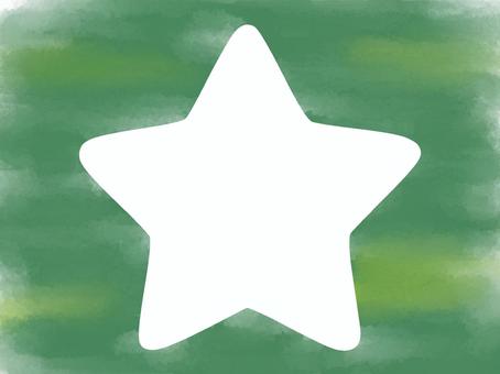 緑色の水彩の星型フレーム