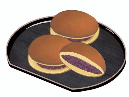 どら焼きA-4 どら焼き,三笠焼き,小豆餡,和菓子,スイーツ,餡,餡子,食べ物,甘い,和のイラスト素材