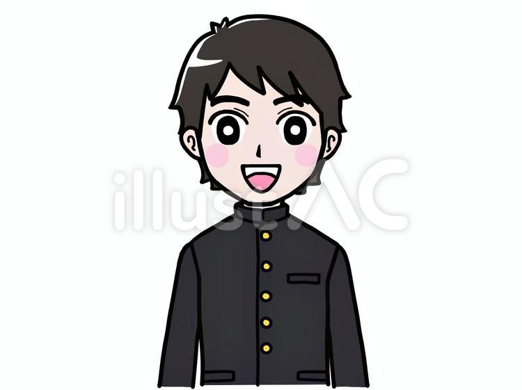 学ラン男子生徒　笑顔 学生,男の子,男子高生のイラスト素材
