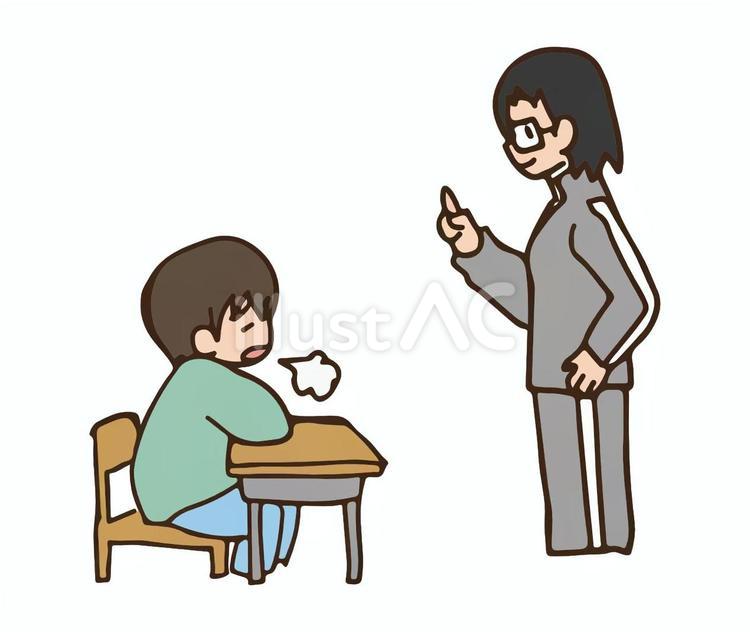 疲れやすい子を励ますもう少しだけ頑張ろう 居残り,勉強,先生のイラスト素材
