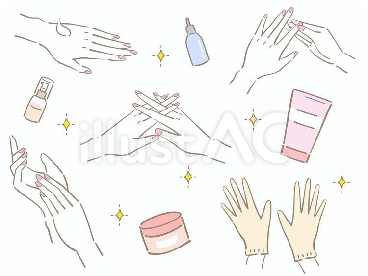 ハンドケア　手荒れ対策 ハンドケア,手,セットのイラスト素材