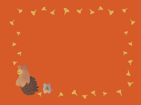 熊と鼠と銀杏のフレーム(オレンジ)