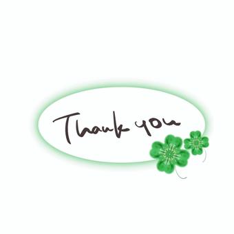 THANK YOU thank,you,ありがとう,文字,四つ葉のクローバー,かわいい,おしゃれ,手書き,ひとこと,メッセージのイラスト素材