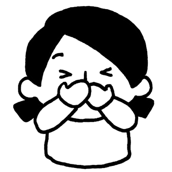 両手で口を抑えて目をつぶる子ども こども,子ども,口,おさえる,覆う,手,両手,塞ぐ,すっぱい,苦しいのイラスト素材