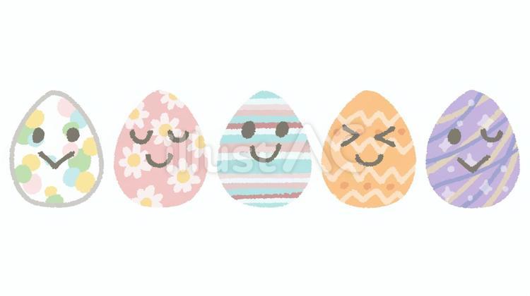 並んだイースターエッグ（顔あり） イースター,エッグ,復活祭のイラスト素材