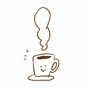 ほっこり癒し系手描きコーヒーカップと湯気 コーヒー,カフェ,カップ,癒し,かわいい,ほっこり,カフェタイム,ドリンク,ホット,湯気のイラスト素材
