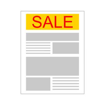 チラシ SALE チラシ SALE セール,チラシ,アイコン,文字,紙,デザイン,シンプル,赤,黄色,目立つのイラスト素材