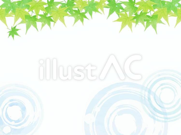 夏・暑中見舞い・和・波紋【水彩風】2 夏,背景,青もみじのイラスト素材