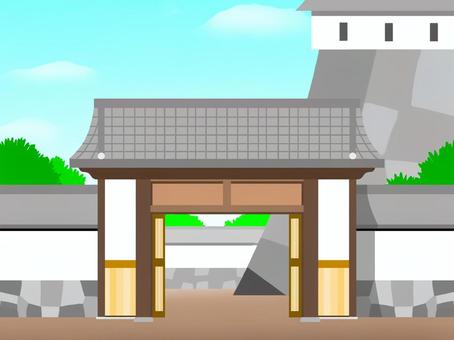 お城の城門 門,城門,お城,古城,砦,建物,和風,要塞,日本,扉のイラスト素材
