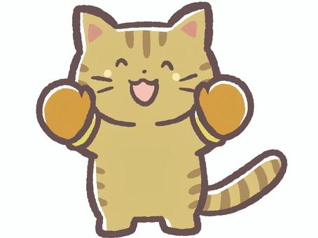 冬の寒い日に手袋つけたかわいい動物の猫 冬の寒い日に手袋つけたかわいい動物の猫 手袋,冬,寒い,猫,12月,1月,2月,防寒具,動物,生き物のイラスト素材