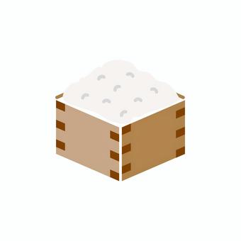 シンプルな升に入ったお米のイラスト 升,お米,アイコン,秋,秋の味覚,木製,新米,収穫,食べ物,入れ物のイラスト素材