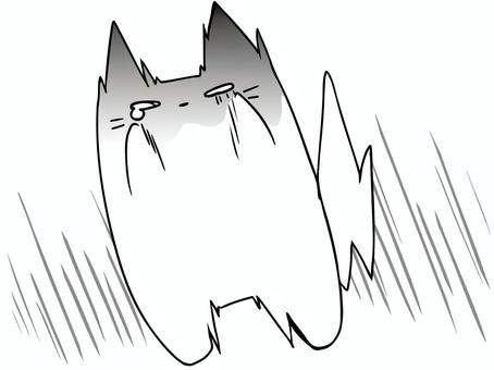 ぎゃあああ な 猫 ねこ,白猫,衝撃,ショック,動揺,白目,涙,効果線,主線あり,失敗のイラスト素材