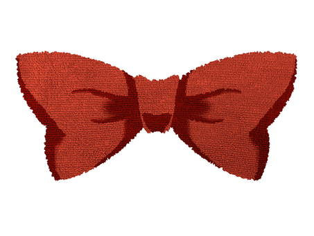 ワッペン風テクスチャな赤いリボン 蝶ネクタイ,ボウタイ,ネクタイ,リボン,服飾,ファッション,おしゃれ,身だしなみ,ボウ,パーティーのイラスト素材