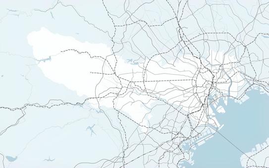 東京都と周辺地域を含むロードマップ  東京,東京都,関東,千葉,神奈川,横浜,埼玉,道,道路,鉄道のイラスト素材