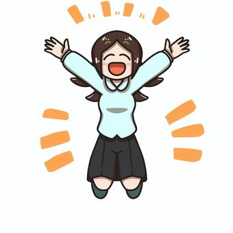 両手を上げて喜んでいる女性 両手を上げて喜んでいる女性 女性,人物,立つ,万歳,ジャンプ,感情表現のイラスト素材