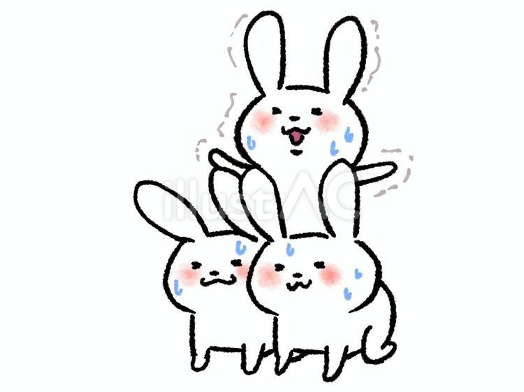 ふるえるピラミッド組体操のうさぎ達 うさぎ,組体操,人間ピラミッドのイラスト素材
