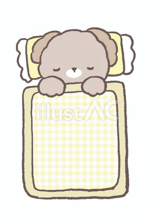 おやすみアニマル 犬,布団,枕のイラスト素材
