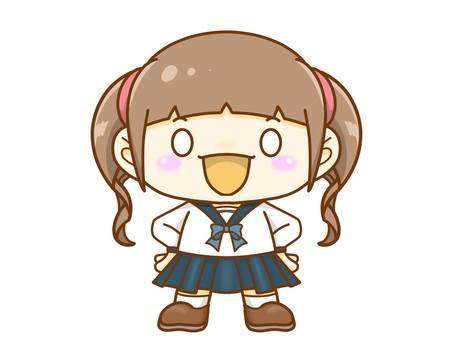 私は元気 女の子,学生,制服,ツインテール,元気,笑顔,可愛いのイラスト素材