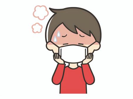熱が出てマスクをしている男の子 男の子,子供,こども,マスク,熱,発熱,風邪,インフルエンザ,感染,感染症のイラスト素材