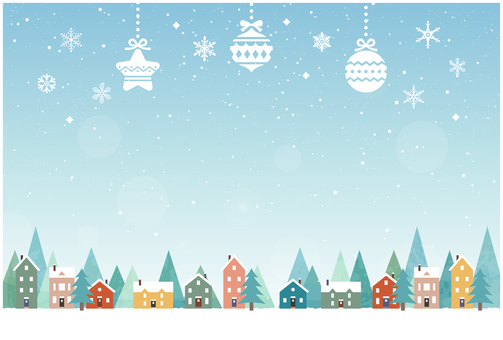 街並みとオーナメントのクリスマス背景3 街並みとオーナメントのクリスマス背景3 背景,クリスマス,クリスマスカード,カード,冬,雪,赤,赤色,シンプル,文字のイラスト素材