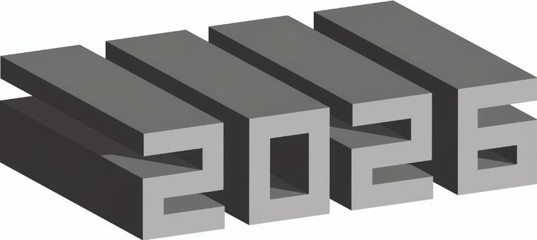 西暦2026 西暦,2026,直角,直線,文字,年度,立体,グレー,ccのイラスト素材