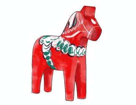 ダーラナホース 馬,ダーラナホース,ダーラナ馬,木彫り,民芸品のイラスト素材