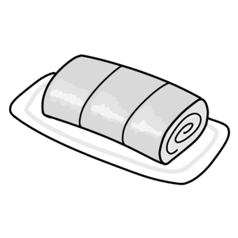 だし巻き卵（白黒） だし巻き卵,卵料理,玉子,卵焼き,出汁,和食,日本料理,家庭料理,おつまみ,つまみのイラスト素材