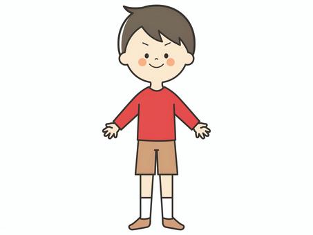 笑顔の男の子 男の子,子供,男子,男児,少年,人物,カジュアル,全身,立ち絵,棒立ちのイラスト素材