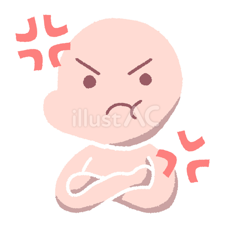 腕を組み怒っている人　主線なし 人物,腕組み,怒りのイラスト素材
