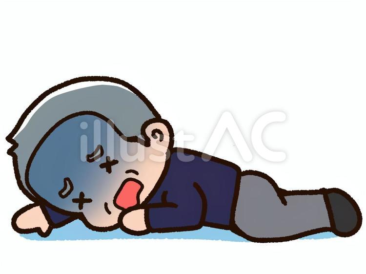 青ざめて倒れる高齢男性 倒れる,意識不明,老人のイラスト素材