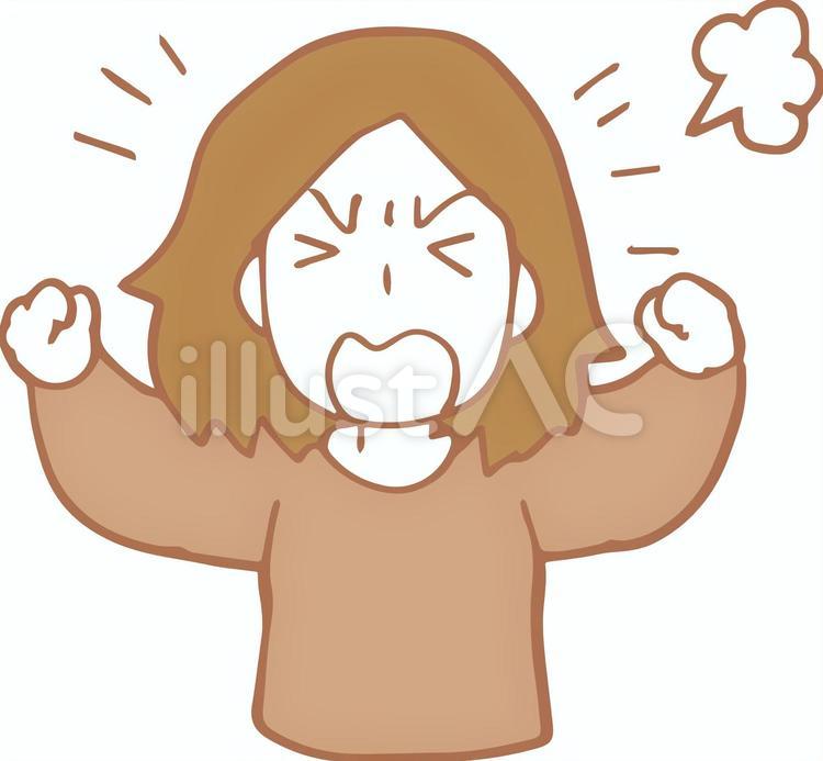 怒る女性、叱る、こらー！宿題しなさい！ 怒る,叱る,イライラのイラスト素材