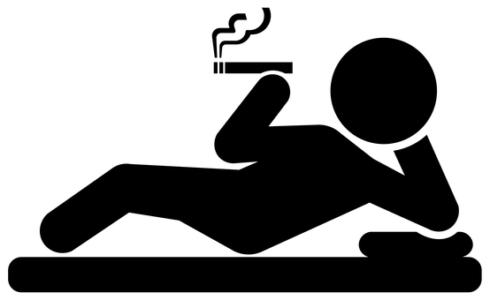 寝たばこ　シルエット② 寝たばこ,肘付き,横寝,肘枕,寝転がり,就寝,うたた寝,タバコ,たばこ,煙草のイラスト素材