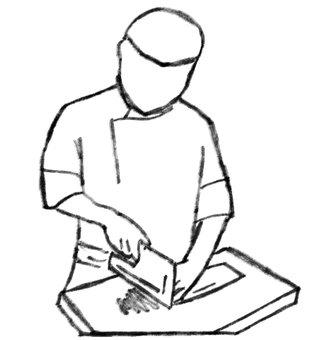 うどんを打つ人 調理師,料理人,コックさん,コック服,調理,料理,シェフ,飲食店,レストラン,専門学生のイラスト素材