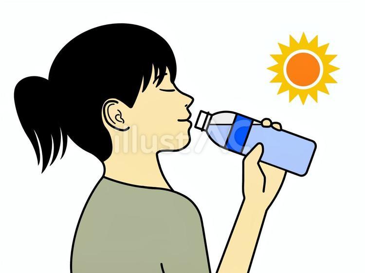 水分補給 熱中症対策,熱射病対策,日射病対策のイラスト素材