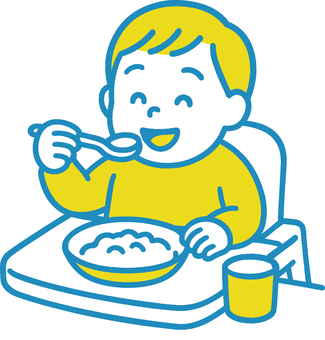 食事をする子ども 子育て,育児,幼稚園,保育園,食事,ごはん,子ども,幼児,園児,離乳食のイラスト素材
