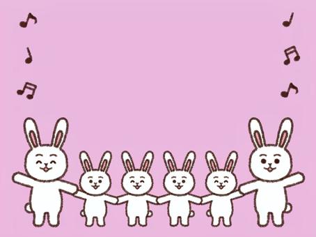 White rabbit character frame pink background, , JPG