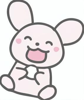 お団子を食べるうさぎのイラスト うさぎ,お団子,食べる,あーん,お月見,秋,キャラクター,ピンクうさぎ,かわいい,笑顔のイラスト素材